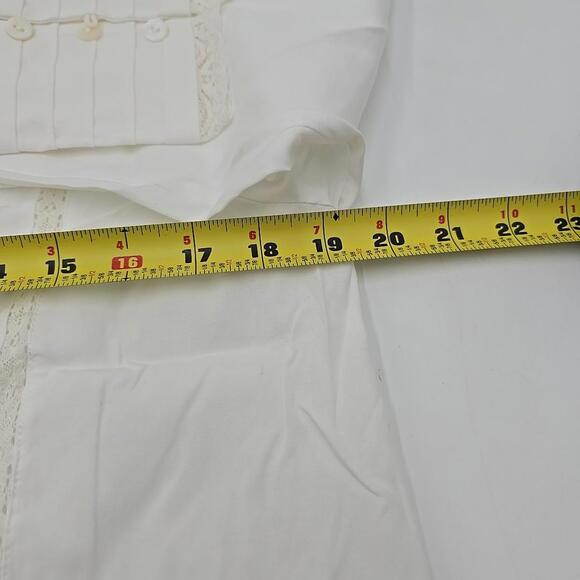 Simple Retro Faith‎ Lace Patchwork Embroidered Off White L Cottagecore Blouse - Picture 8 of 10